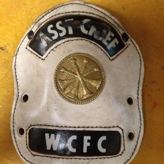 MSA Helmet Shield   WCFC Assistant Chief Fire Dept. Vintage 