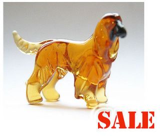 Afghan Hound Dog Murano Glass Russian Art Artisan Figurine Statue Dog 