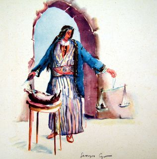 Vintage 10 x 13 Lebanese Watercolor Prints, by Georges Cyr 1930 