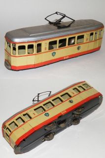 1950s Tin Plate Toy Tram by Gunthermann, Friction Drive with Bell, 12 