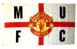 LARGE Manchester United St George MUFC 5ft x 3ft.Flagwith Man Utd 