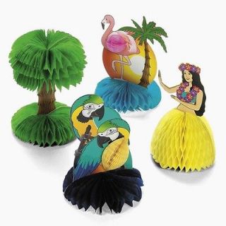 12 pc TROPICAL ~ HAWAIIAN LUAU PARTY Table DECOR Hula Dancer Palm Tree 