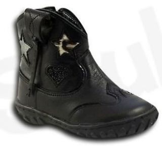 Childrens girls POM DAPI Cute saloon boots black ** ALL SIZES **
