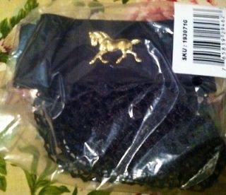 Pretty Black Ribbon Hair Bow with Net   Gold Trotting Horse Show 