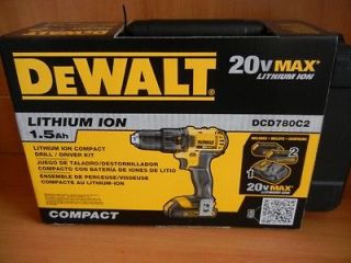 NEW DEWALT DCD780C2 20V MAX Cordless Lithium Ion 1/2 Drill Driver Kit