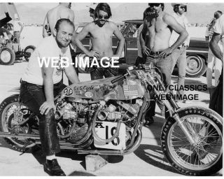 1972 HARLEY DAVIDSON TWIN ENGINE MOTORCYCLE RACING PHOTO BONNEVILLE 