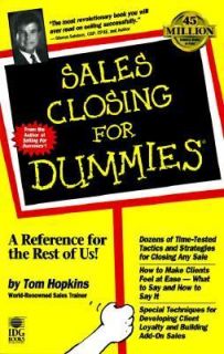 Sales Closing for Dummies by Tom Hopkins 1998, Paperback