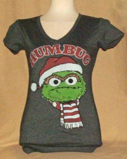 Christmas Sesame Street Humbug Oscar the Grouch Womens T Shirt (SIZE 
