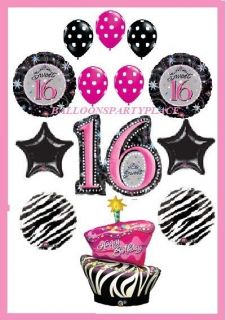  16 HOT PINK BLACK polka dot balloons birthday party ZEBRA SUPPPLY