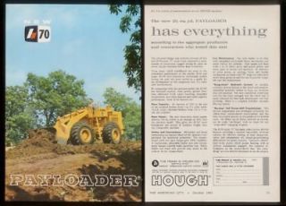 1961 Hough H 70 front loader tractor photo print ad
