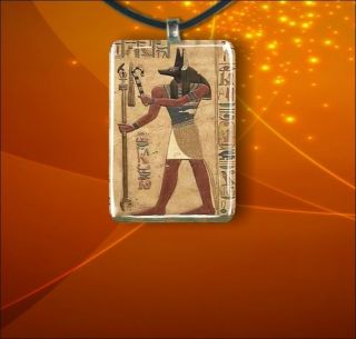 EGYPT ANUBIS GOD RECTANGULAR GLASS PENDANT M.