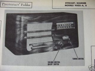 STEWART WARNER 9005 A & 9005 B RADIO PHOTOFACT