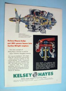   image of Turbo Compound Engine w/ KELSEY HAYES Wheel Co 1955 Print Ad