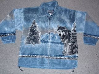 siberian husky fleece jacket dog print size xl polar ALASKAN MALAMUTE 
