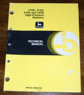 John Deere 210G 214G 215G 225G High Pressure Washer Technical Manual 