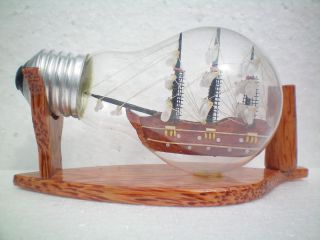 44 # SHIP/ BOAT IN A LAMP/BULB/BOTT​LE  UNIQUE & LOVELY GREAT GIFT 