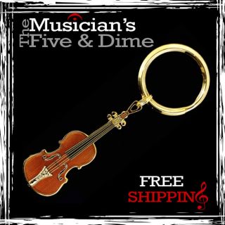 NEW Gold Stradivarius Violin or Viola Keychain   Music Gifts Jewelry 