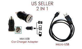 Car Charger Adapter+Data Cable For Cricket Alcatel Authority / One 