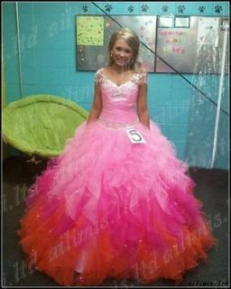 Girl Kids Pageant Bridesmaid Dance Party Princess Ball Gown Formal 