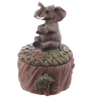 Realistic Elephant Tree Trunk Trinket Box Ornament Figure Jewellery 