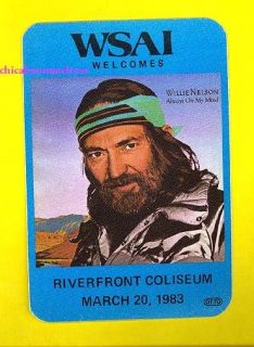 Willie Nelson backstage pass radio WSAI 1983 mint