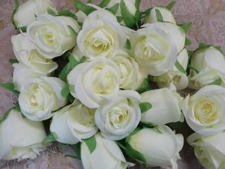 100X Silk Ivory Roses Head Artificial Flower Heads For Wedding Clips 