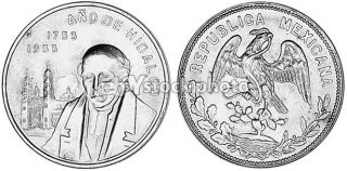 Mexico 20 Pesos, 1953, 200th Anniversary   Birth of Hidalgo