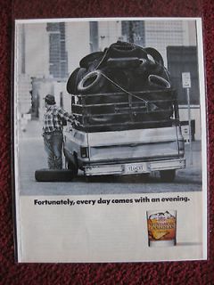   Ad Windsor Canadian Whiskey ~ Pickup Truck Full of Tires w/ Flat Tire