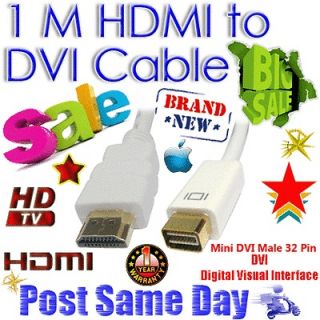1M Mini DVI to HDMI AV HD TV Adapter Cable lead For Apple MacBook iMac 