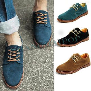 Casual Mens Shoes Faux Leather Suede Oxfords Lace Up Black/Brown/Red 