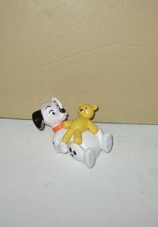   Dalmatians Laying Down Puppy Dog w/ Teddy Bear Figure   Cake Topper
