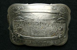 Vintage Irvine & Jachens Cowboy Hand Engraved German Silver Belt 