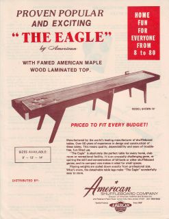 AMERICAN SHUFFLEBOARD THE EAGLE OLD SHUFFLE FLYER #2