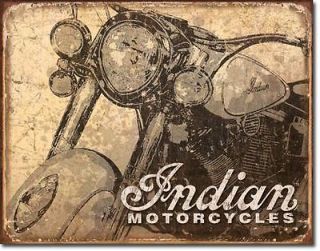 Antiqued Indian Motorcycle Tin Sign Home Garage Road Decor Wall Poster 