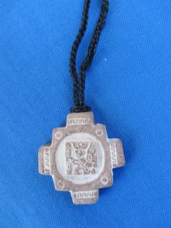 south american inca cross ceramic necklace chakana 