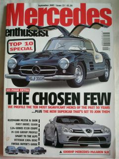 Mercedes Enthusiast Sep 2003 Issue 23 SLR, Fintail guided, Kleeman 