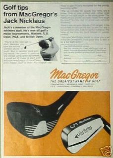 1970 Jack Nicklaus MacGregor Wood~Irons Golf Clubs Sets Print AD