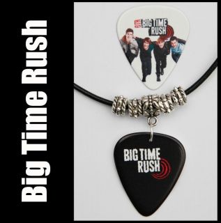 BIG TIME RUSH Guitar Pick Black Leather Necklace + Pick