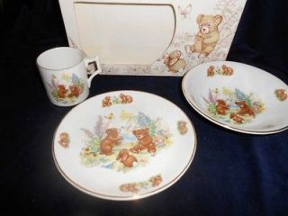 James Kent Ltd. Old Foley Bears 3 Piece Baby Set, Plate, Mug and Bowl 
