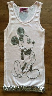 DISNEY Vintage Couture Mickey Mouse Designer Pink Tank XS 100% Cotton 