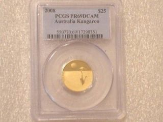 2008 AUSTRALIA KANGAROO AT SUNSET $25 DOLLAR GOLD PROOF COIN PCGS PR69 