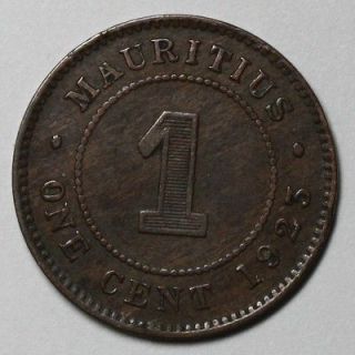 1923 mauritius rare key date 1 cent king george v
