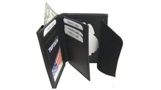 Police Shield & Badge ID Wallets Recessed Cut Outs Leather Double ID 