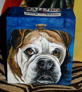 Custom hand painted portrait memorial Lrg Wooden box Pet URN ashes DOG 