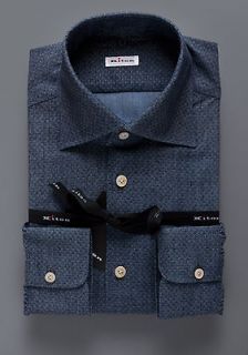 749 KITON NAPOLI 2 Ply Cot Shirt 15.75/40e NEW Pair w/ dark denim 