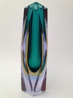 STRIKING XL Sommerso Alexandrite Neodymium Faceted Block Vase 