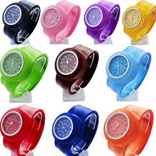 12 Colors Fashion Jelly SLAP Silicone Bracelet Watchband Sport Clap 