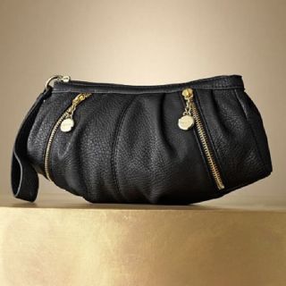JLO Jennifer Lopez CAROLINE Pleated Wristlet handbag purse   BLACK 