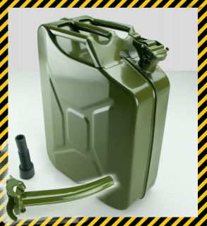 20 L LITER METAL JERRY CAN FOR PETROL DIESEL FUEL + SPOUT MILITARY 