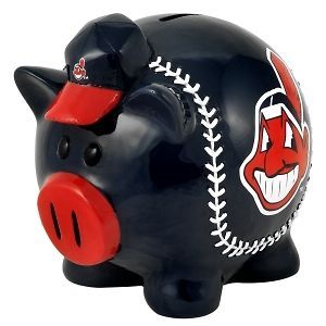 Cleveland Indians SMALL Thematic Piggy Bank Hand Painted Molded Resin 